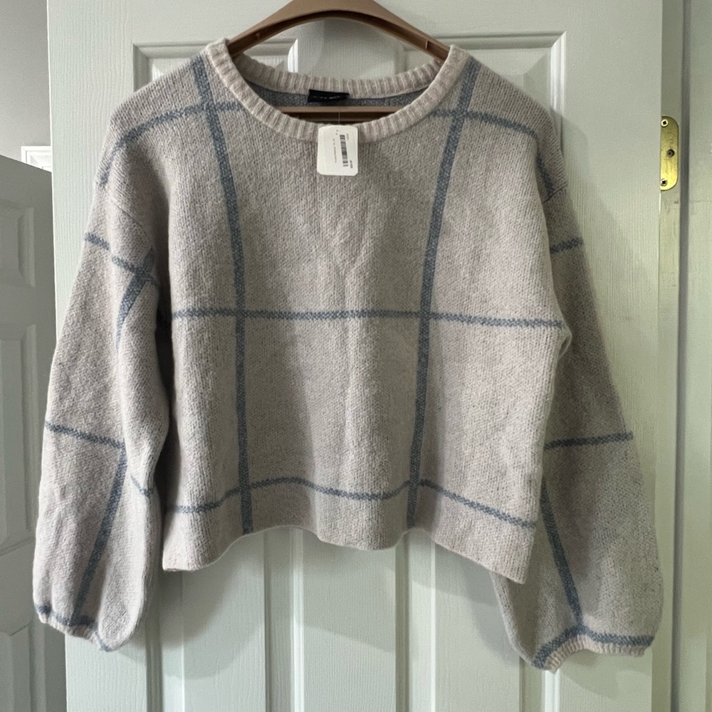 Cozy Plaid Crew Neck Sweater
